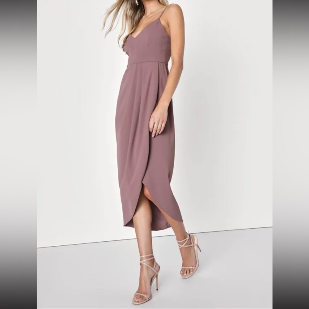 Lulus Pink Purple Midi Dress NWT - Wedding Guest, Prom, formal - Picture 2 of 7